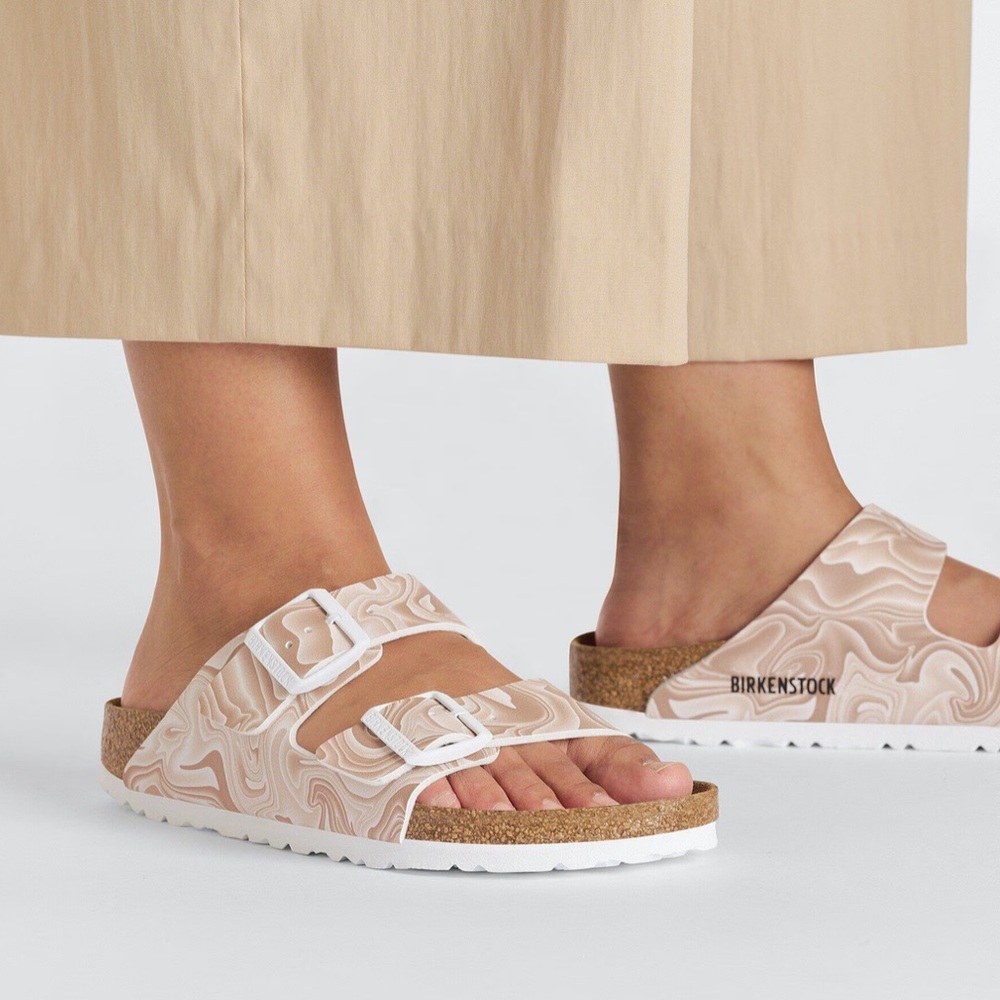Nwob Birkenstock Arizona Marble Birko-Flor Sandals.